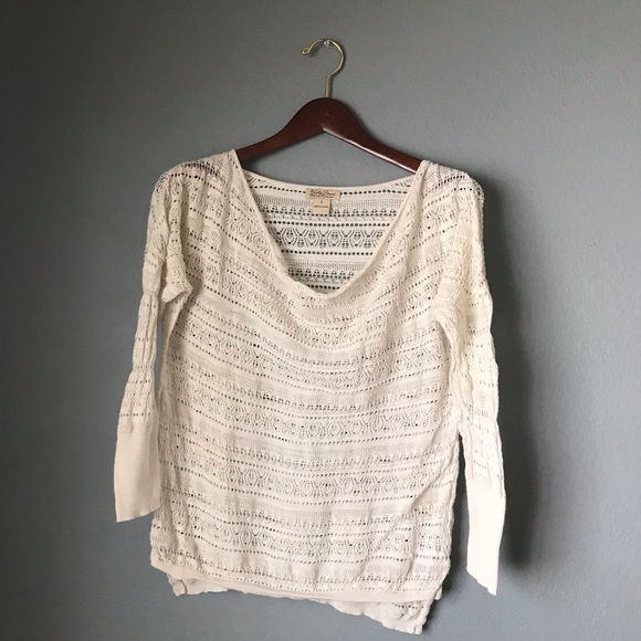Woven Lucky Brand White Sweater - Picture 1 of 3